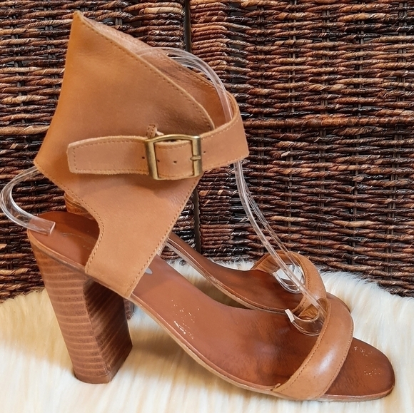 Jeffrey Campbell x Free People 8.5 Leather Magic Heel Boho Cuff Sandals Brown - Picture 1 of 11
